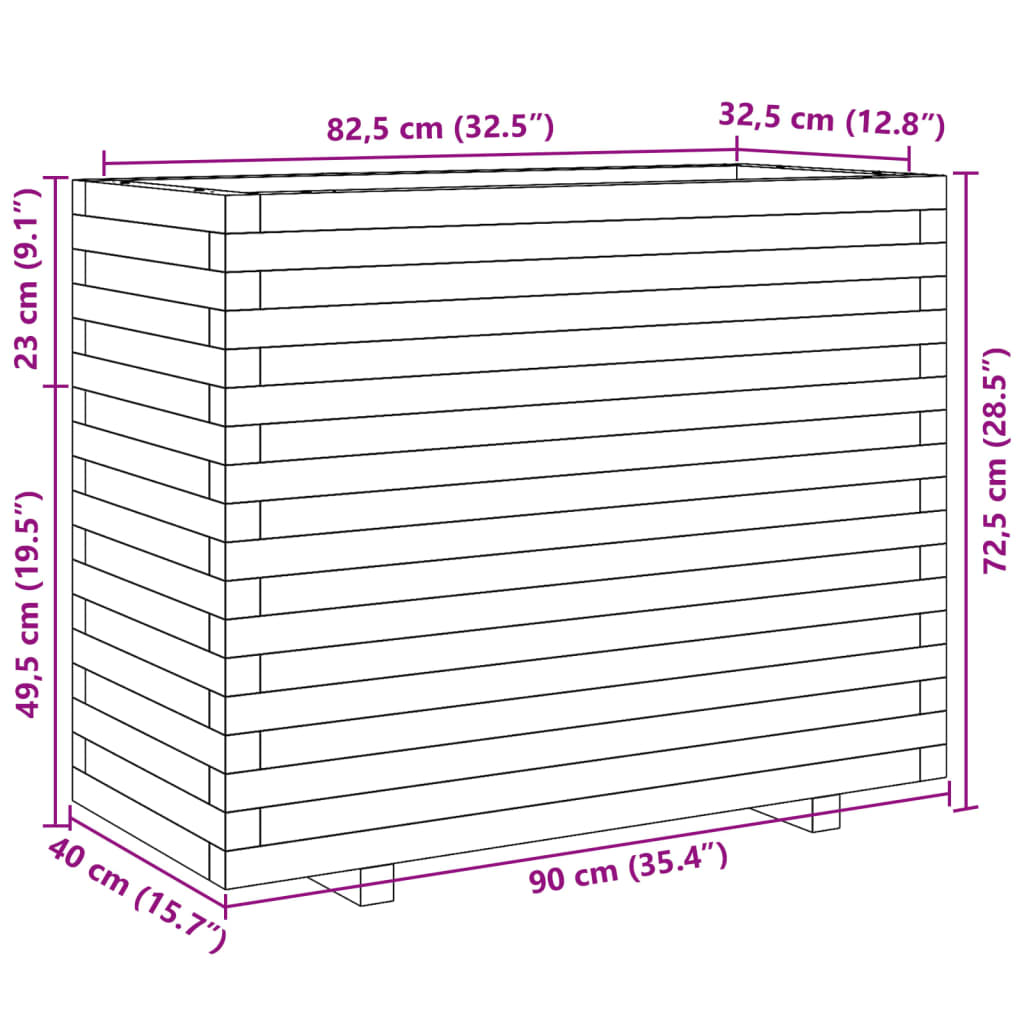 Fioriera da Giardino 90x40x72,5 cm in Legno Massello di Pino 3282594