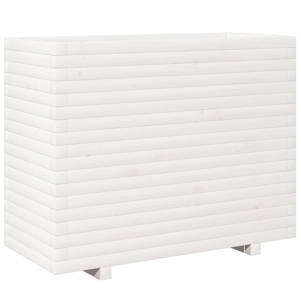 Fioriera da Giardino Bianca 90x40x72,5cm Legno Massello di Pino 3282595