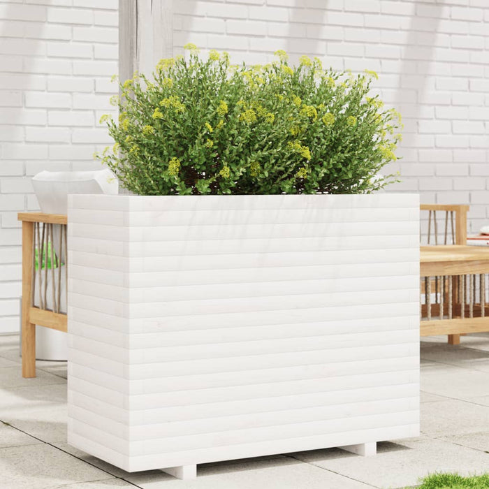 Fioriera da Giardino Bianca 90x40x72,5cm Legno Massello di Pino 3282595