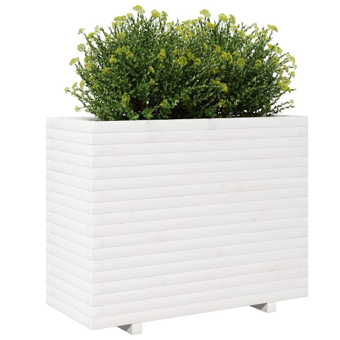 Fioriera da Giardino Bianca 90x40x72,5cm Legno Massello di Pino 3282595