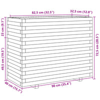 Fioriera Giardino Marrone Cera 90x40x72,5cm Legno Massello Pino 3282596