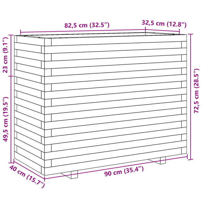 Fioriera Giardino Marrone Cera 90x40x72,5cm Legno Massello Pino 3282596