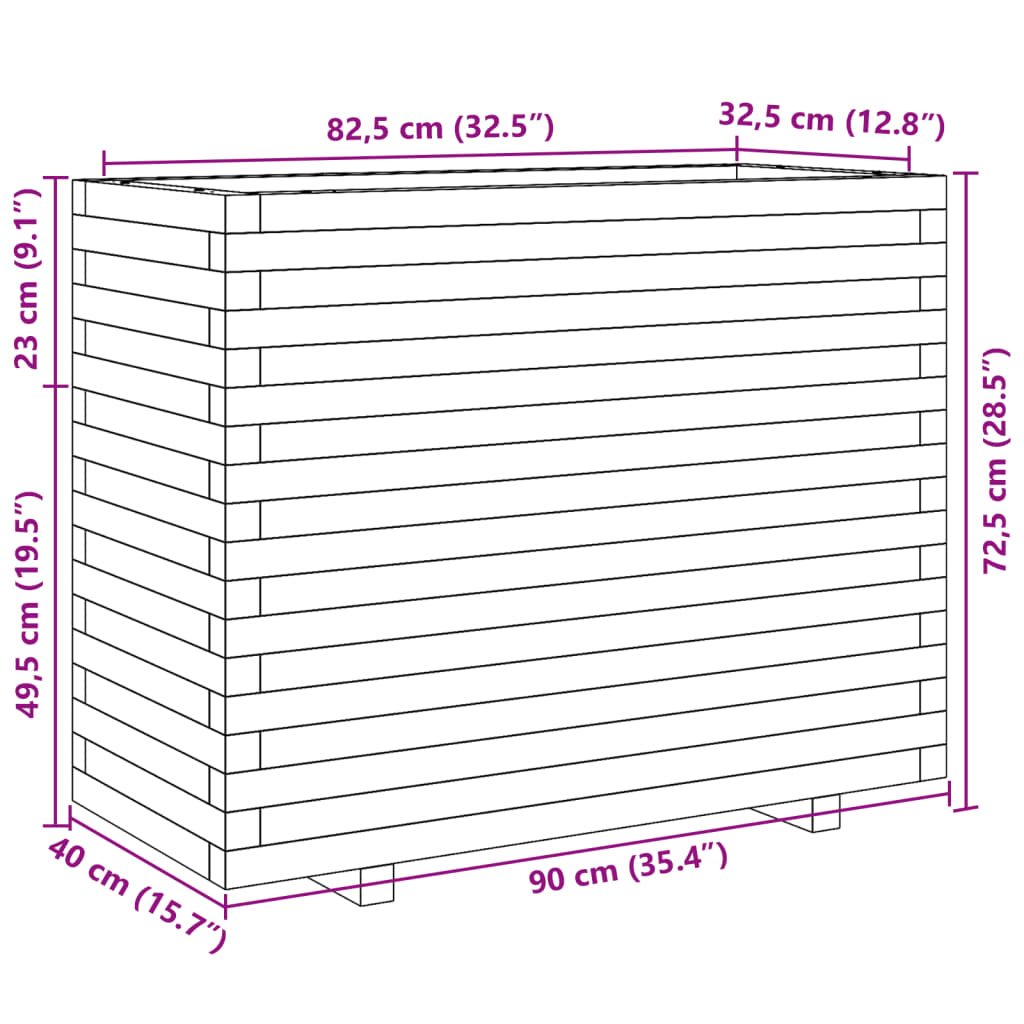 Fioriera da Giardino 90x40x72,5 cm in Legno di Pino Impregnato 3282598