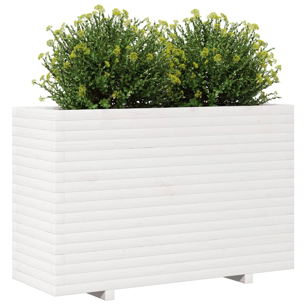 Fioriera da Giardino Bianca 110x40x72,5 cm Legno Massello Pino 3282600