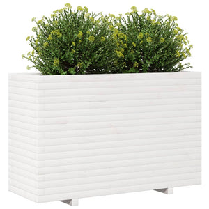 Fioriera da Giardino Bianca 110x40x72,5 cm Legno Massello Pino 3282600