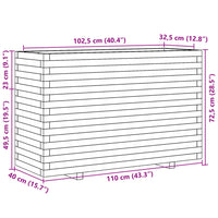 Fioriera da Giardino Bianca 110x40x72,5 cm Legno Massello Pino 3282600