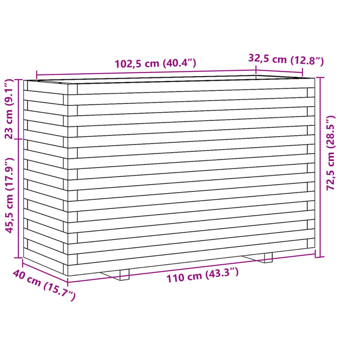 Fioriera da Giardino 110x40x72,5cm in Legno Massello di Douglas 3282602