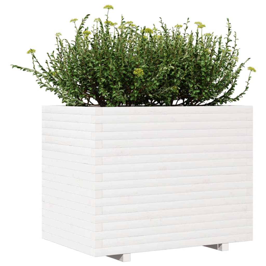 Fioriera da Giardino Bianca 90x60x72,5cm Legno Massello di Pino 3282605