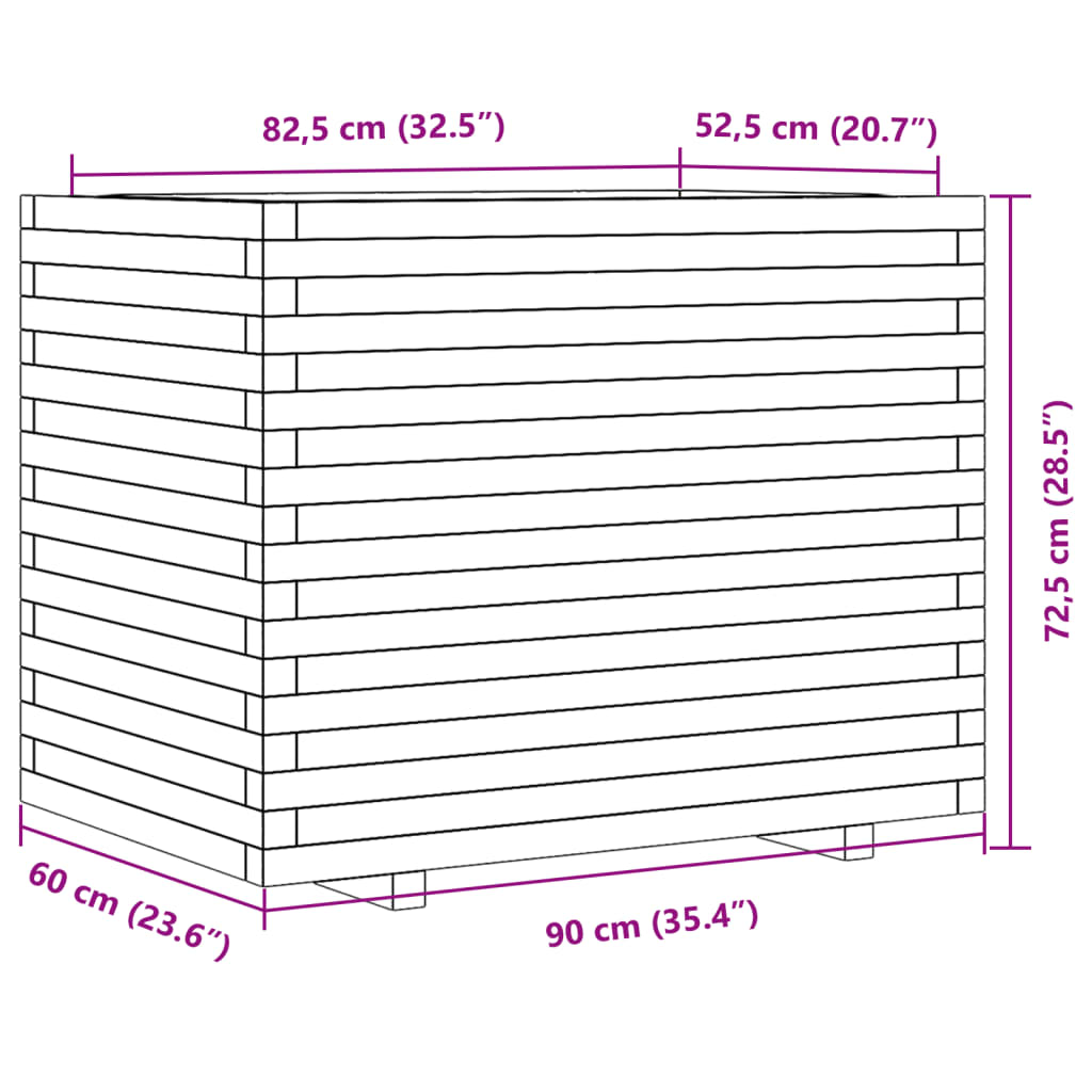 Fioriera da Giardino Bianca 90x60x72,5cm Legno Massello di Pino 3282605