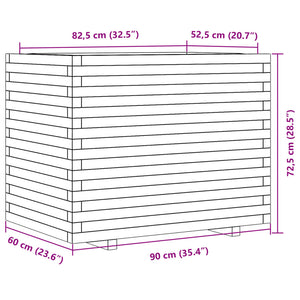 Fioriera da Giardino Bianca 90x60x72,5cm Legno Massello di Pino 3282605