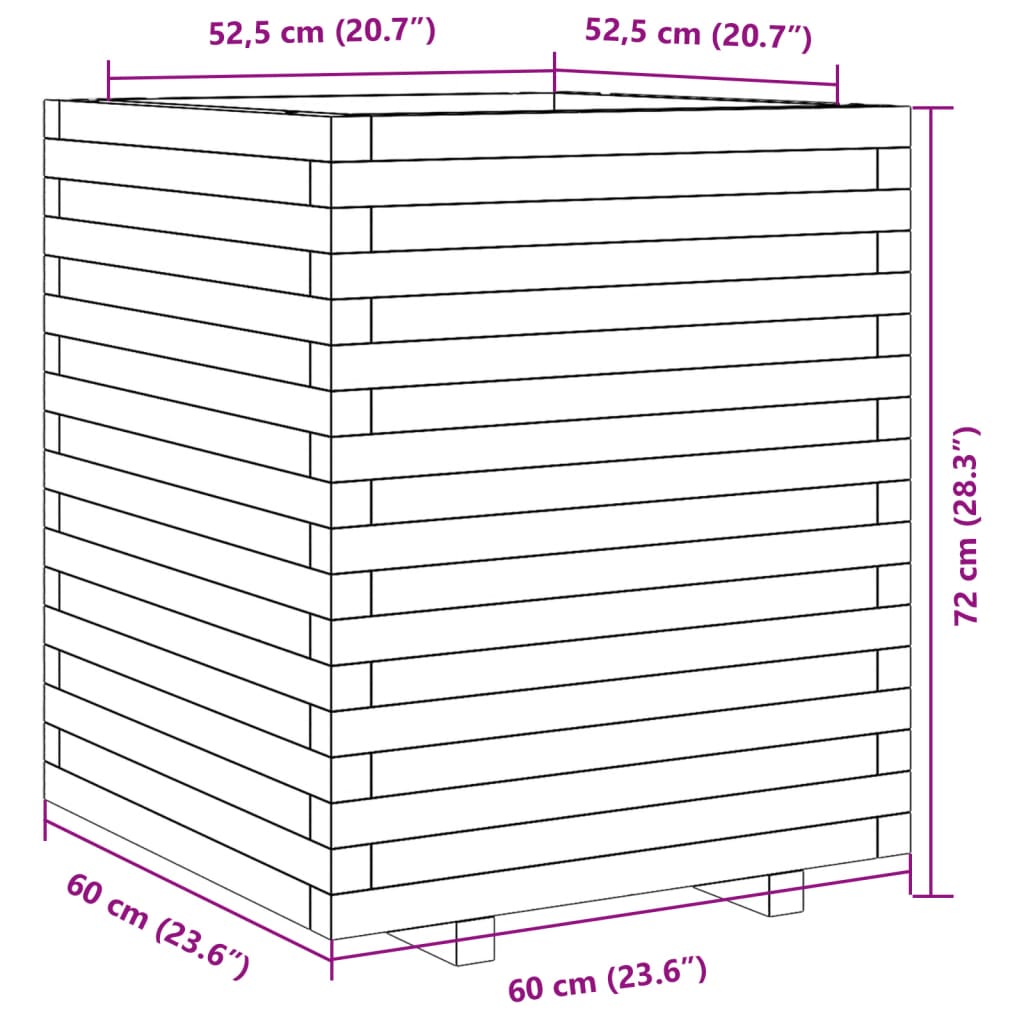 Fioriera da Giardino 60x60x72 cm in Legno Massello di Pino 3282614