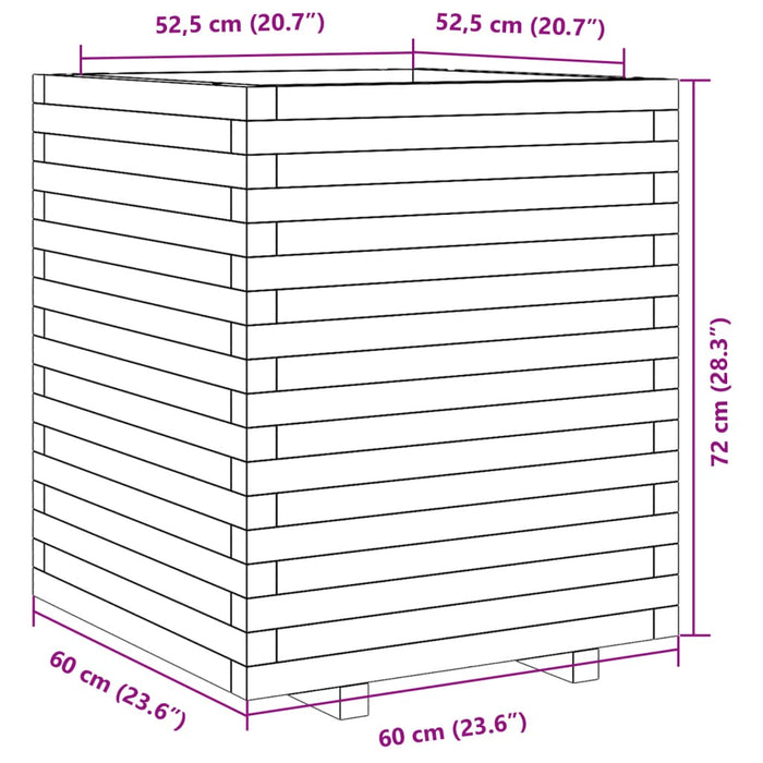 Fioriera da Giardino Bianca 60x60x72 m Legno Massello di Pino 3282615