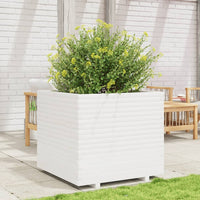 Fioriera da Giardino Bianca 80x80x72 cm Legno Massello di Pino 3282625