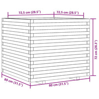 Fioriera da Giardino Bianca 80x80x72 cm Legno Massello di Pino 3282625