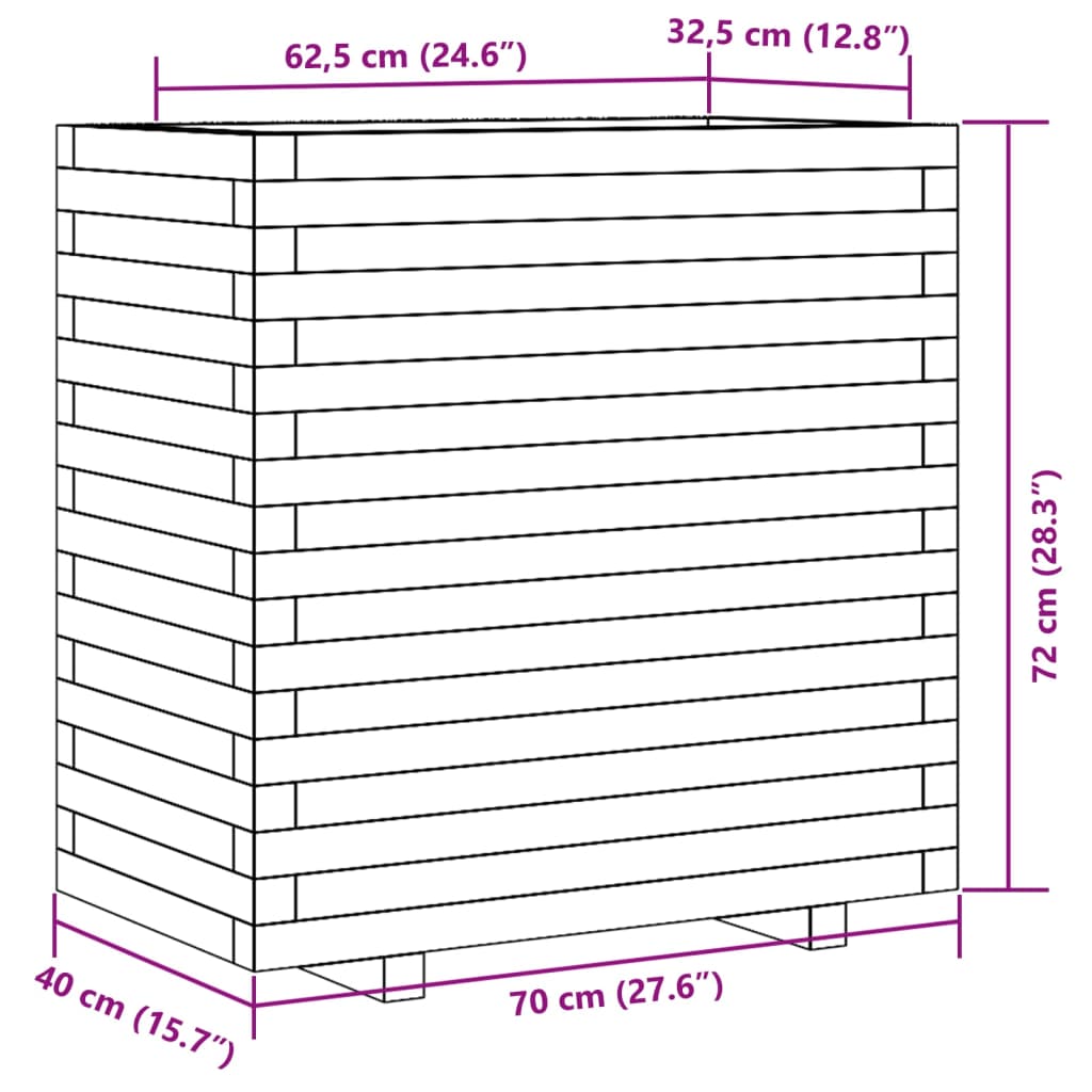 Fioriera da Giardino 70x40x72 cm in Legno Massello di Douglas 3282632