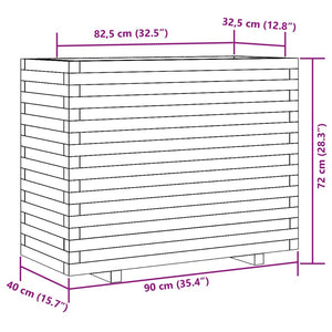 Fioriera da Giardino Bianca 90x40x72 cm Legno Massello di Pino 3282635