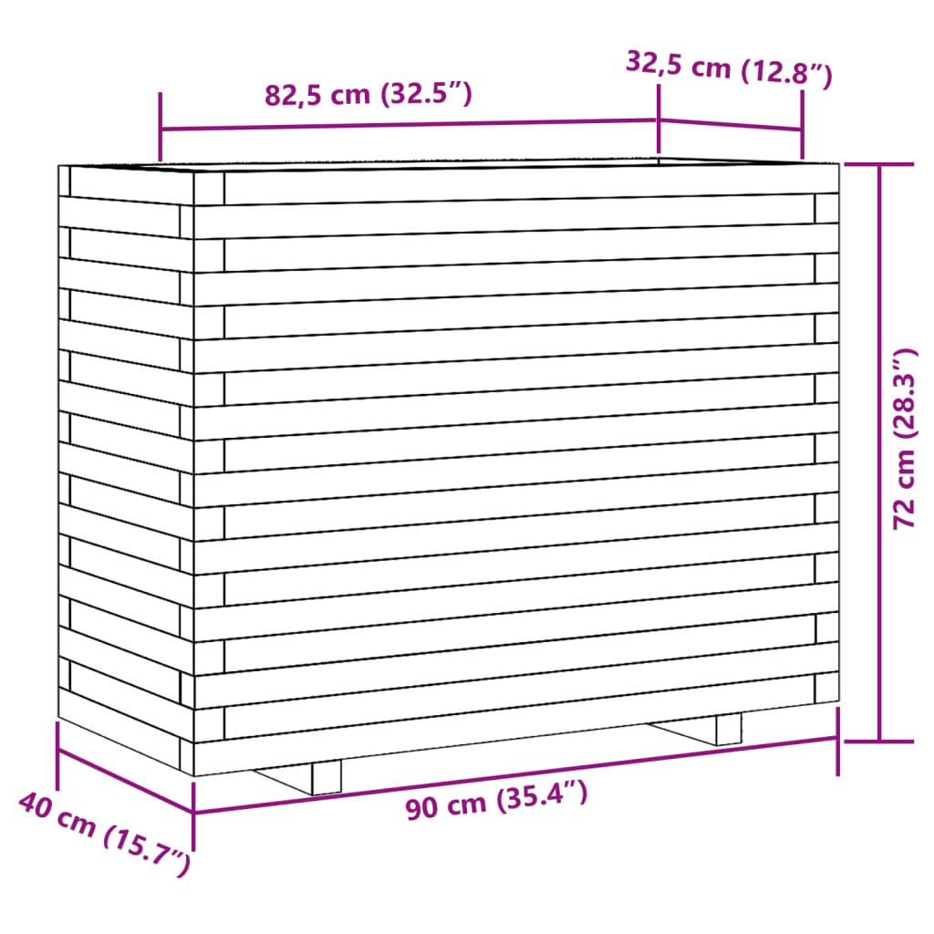 Fioriera da Giardino 90x40x72 cm in Legno di Pino Impregnato 3282638