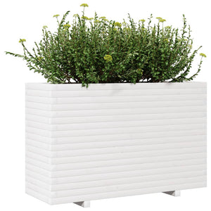 Fioriera da Giardino Bianca 110x40x72 cm Legno Massello di Pino 3282640