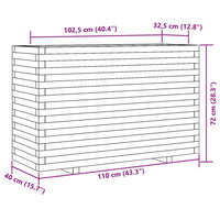 Fioriera da Giardino Bianca 110x40x72 cm Legno Massello di Pino 3282640