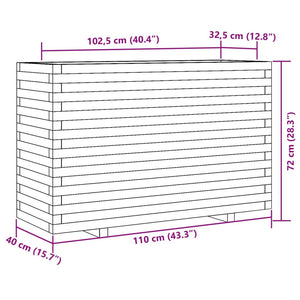 Fioriera da Giardino Bianca 110x40x72 cm Legno Massello di Pino 3282640