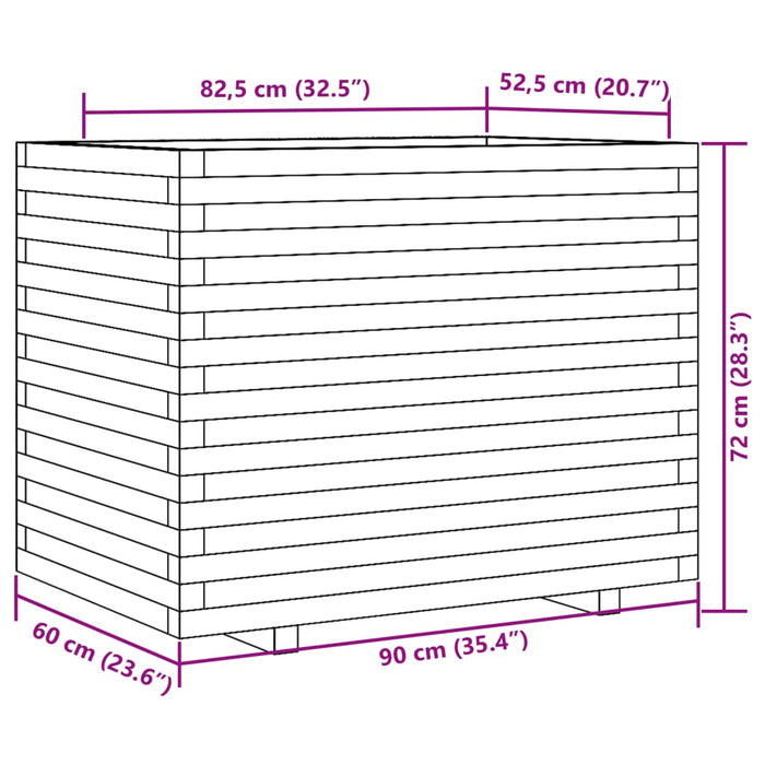 Fioriera Giardino Marrone Cera 90x60x72 cm Legno Massello Pino 3282646