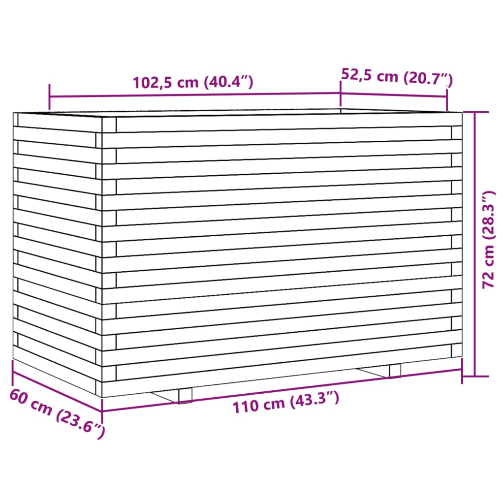 Fioriera da Giardino 110x60x72 cm in Legno Massello di Pino 3282649