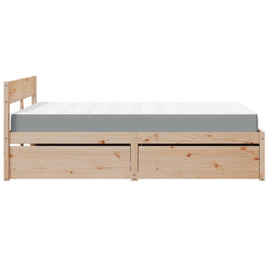 Letto con Cassetti e Materasso 120x200 cm Legno Massello Pino 3281901