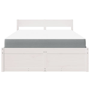 Letto Cassetti e Materasso Bianco 120x190cm Legno Massello Pino 3281917