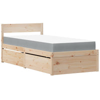 Letto con Cassetti e Materasso 90x190 cm Legno Massello di Pino 3281919