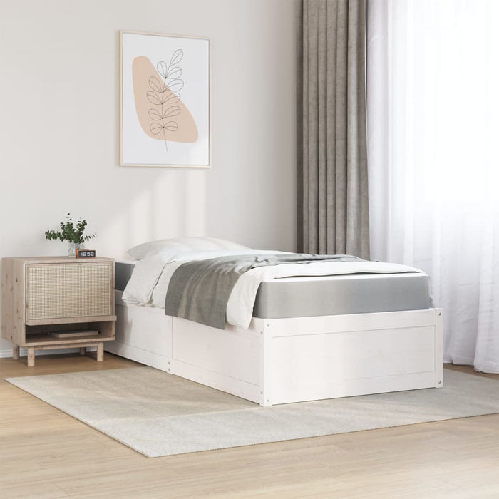 Letto con Materasso Bianco 90x190 cm in Legno Massello di Pino 3281956