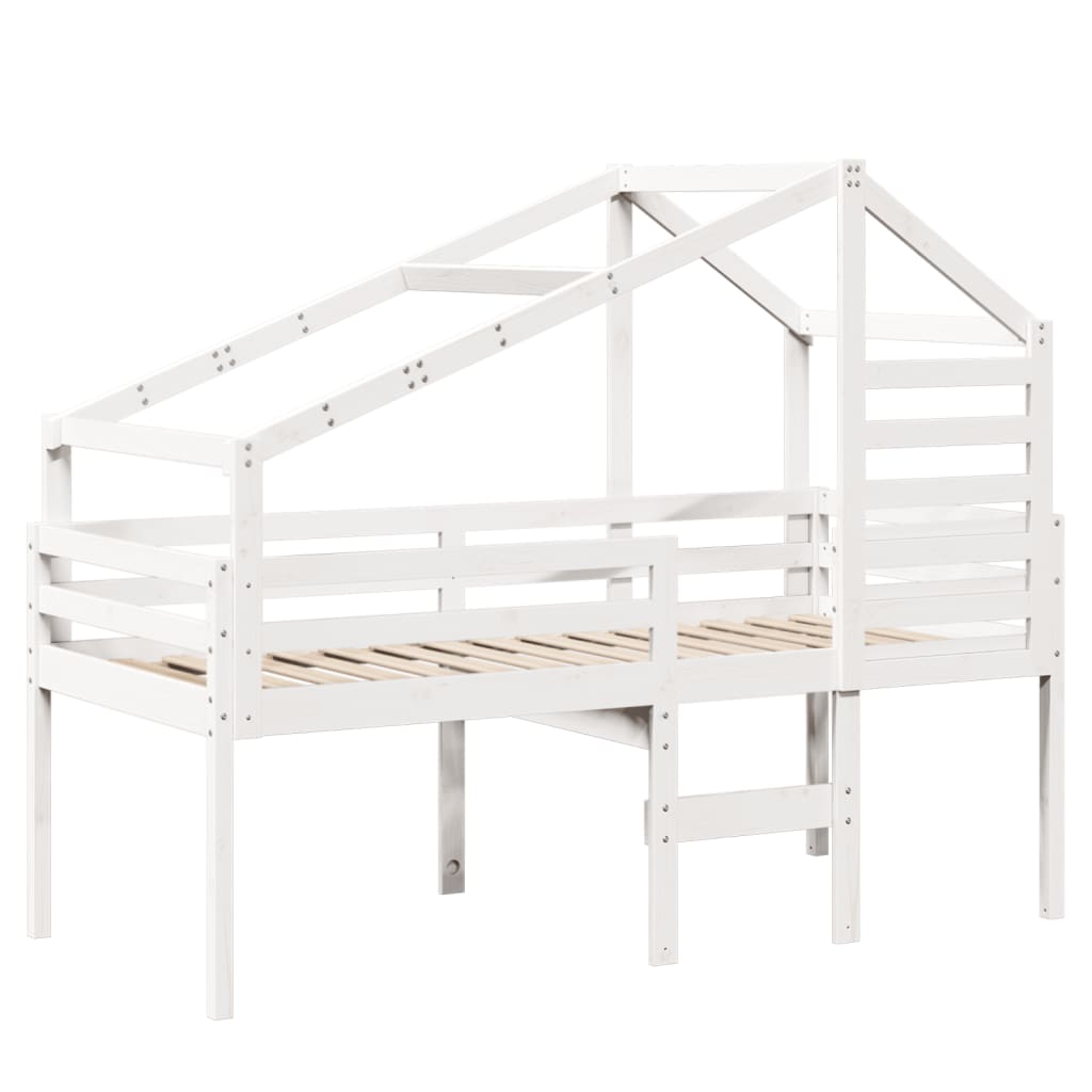 Letto a Soppalco con Tetto Bianco 80x200 cm in Legno di Pino 3281975