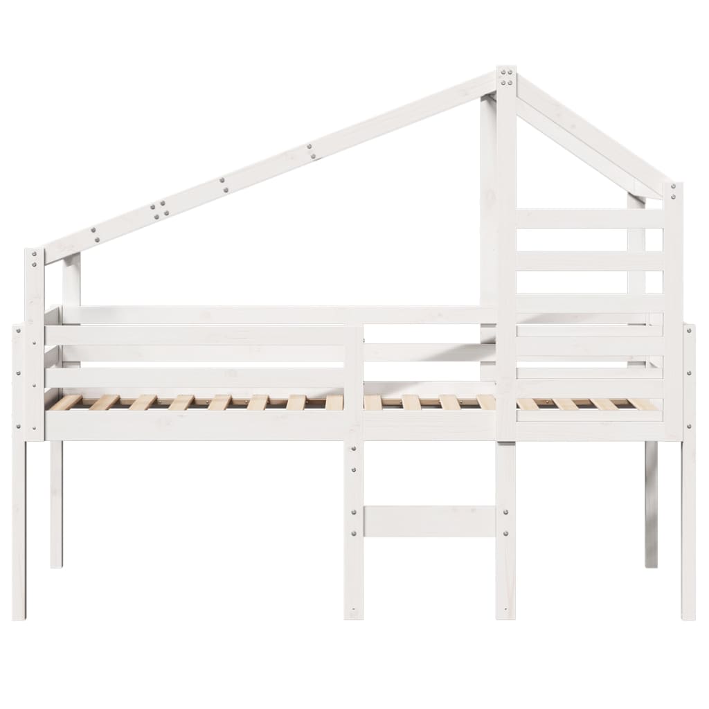 Letto a Soppalco con Tetto Bianco 80x200 cm in Legno di Pino 3281975