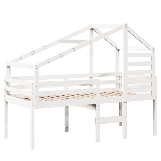 Letto a Soppalco con Tetto Bianco 90x200 cm in Legno di Pino 3281978