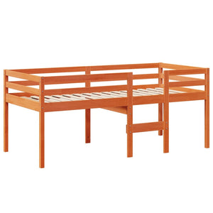 Letto a Soppalco con Tetto Marrone Cera 90x200 cm Legno di Pino 3281979