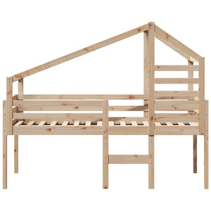 Letto a Soppalco con Tetto 90x190 cm Legno Massello di Pino 3281980