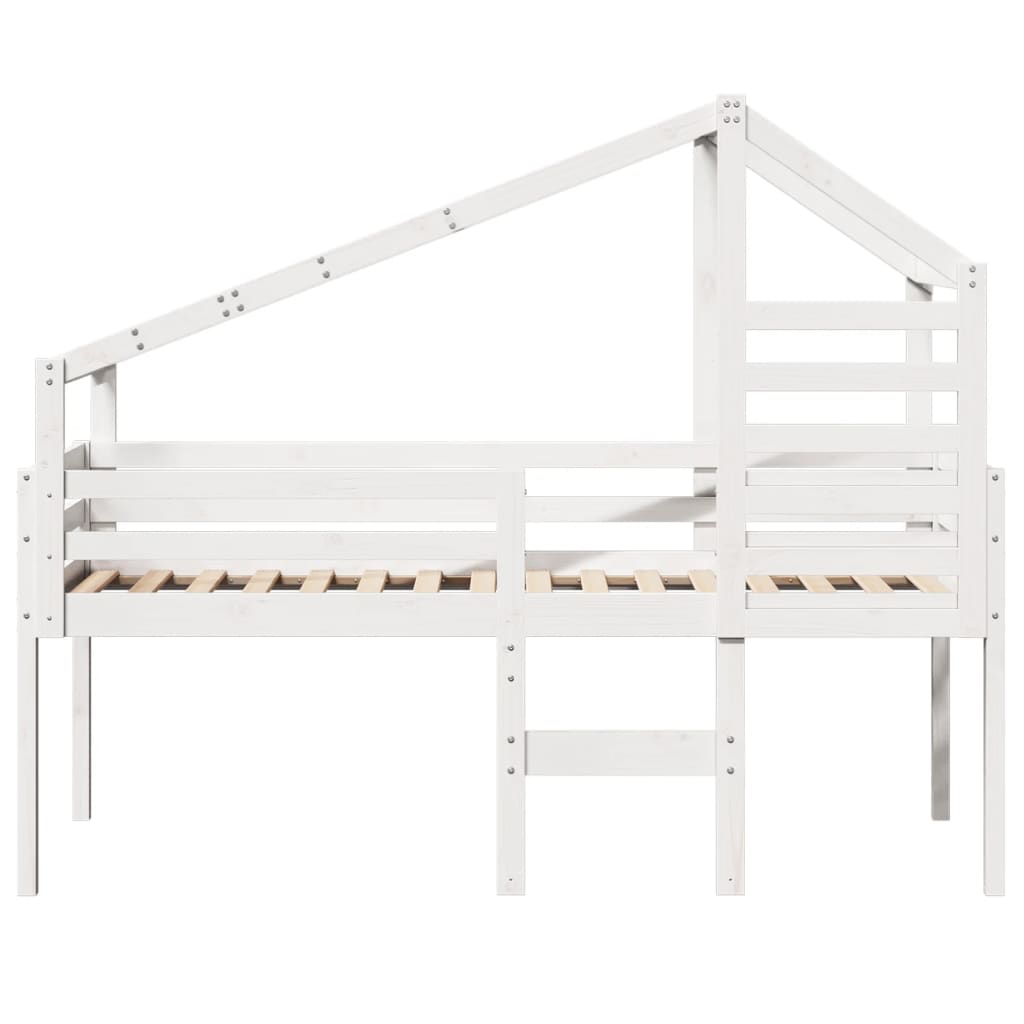 Letto a Soppalco con Tetto Bianco 90x190 cm in Legno di Pino 3281981