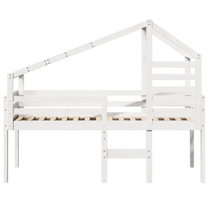 Letto a Soppalco con Tetto Bianco 90x190 cm in Legno di Pino 3281981