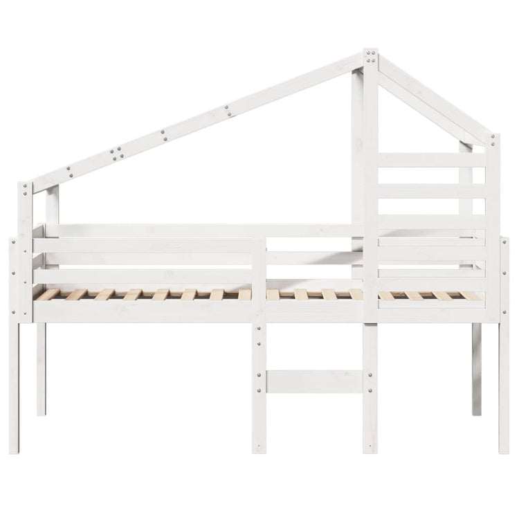 Letto a Soppalco con Tetto Bianco 90x190 cm in Legno di Pino 3281981