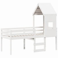 Letto a Soppalco con Tetto Bianco 80x200 cm in Legno di Pino 3282011