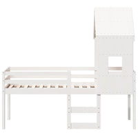 Letto a Soppalco con Tetto Bianco 80x200 cm in Legno di Pino 3282011