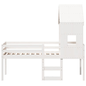 Letto a Soppalco con Tetto Bianco 80x200 cm in Legno di Pino 3282011