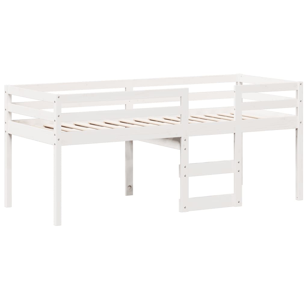 Letto a Soppalco con Tetto Bianco 80x200 cm in Legno di Pino 3282011