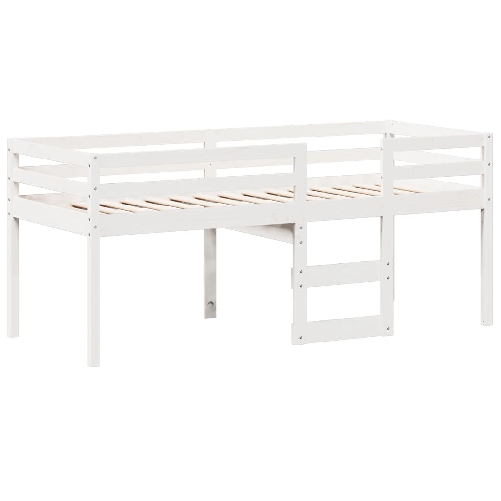 Letto a Soppalco con Tetto Bianco 90x200 cm in Legno di Pino 3282014