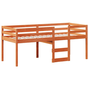 Letto a Soppalco con Tetto Cera 90x190cm Legno Massello di Pino 3282018