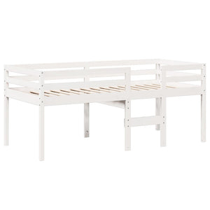 Letto a Soppalco con Tetto Bianco 90x200 cm Legno Massello Pino 3282053