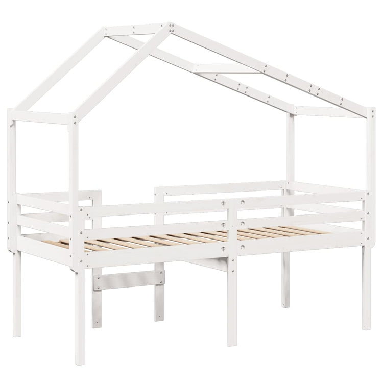 Letto a Soppalco con Tetto Bianco 80x200 cm in Legno di Pino 3282056