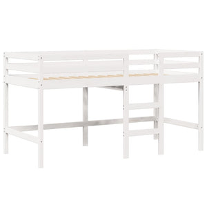 Letto Soppalco con Scala e Tetto Bianco 90x200 cm Massello Pino 3282065