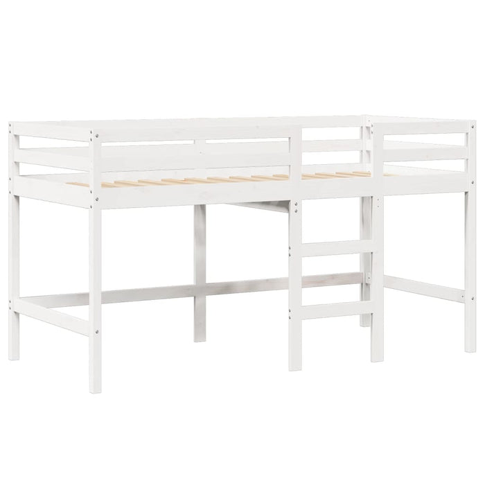 Letto Soppalco con Scala e Tetto Bianco 90x190 cm Massello Pino 3282069