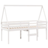 Letto a Soppalco con Tetto Bianco 90x200 cm in Legno di Pino 3282093