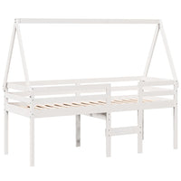 Letto a Soppalco con Tetto Bianco 90x200 cm in Legno di Pino 3282093